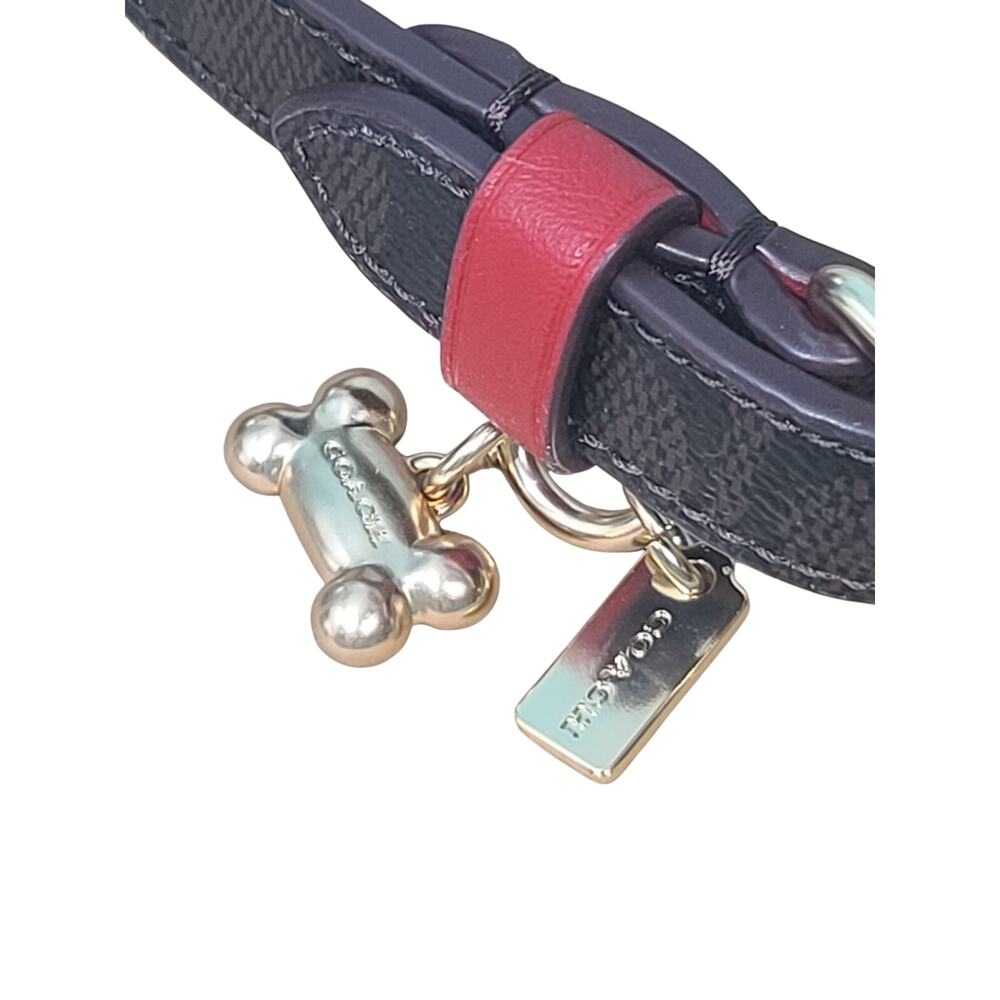 Coach Signature Canvas Red Leather Dog Collar Small CX153 Charms EUC - Picture 2 of 4